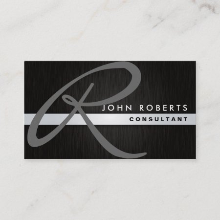 Monogram Professional Elegant Modern Metal Black Business Card
