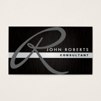 Monogram Professional Elegant Modern Metal Black Business Card