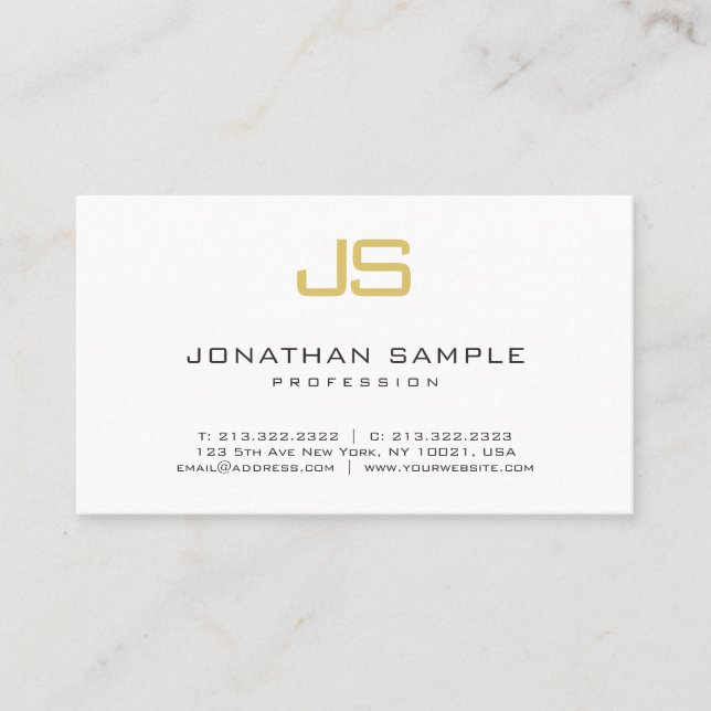 Monogram Professional Elegant Modern Minimalist Business Card (Front)