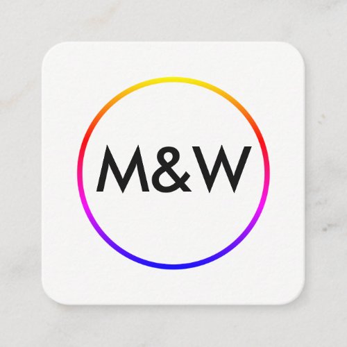 Monogram Professional Elegant rainbow Square Business Card