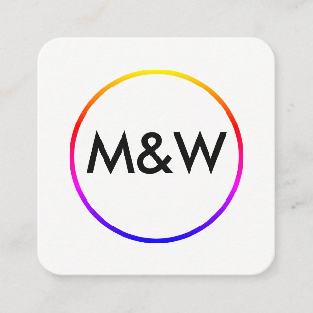 Monogram Professional Elegant (rainbow) Square Business Card (Front)