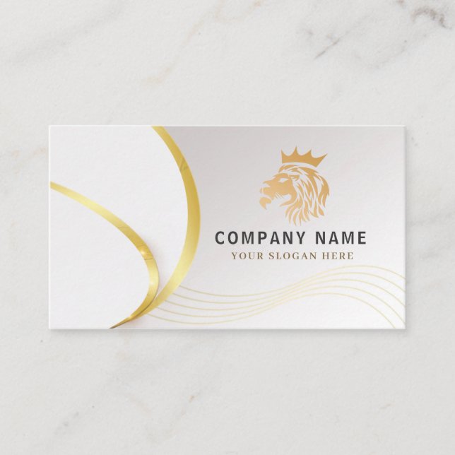 Monogram Professional Gold Lion Logo Business Card (Front)