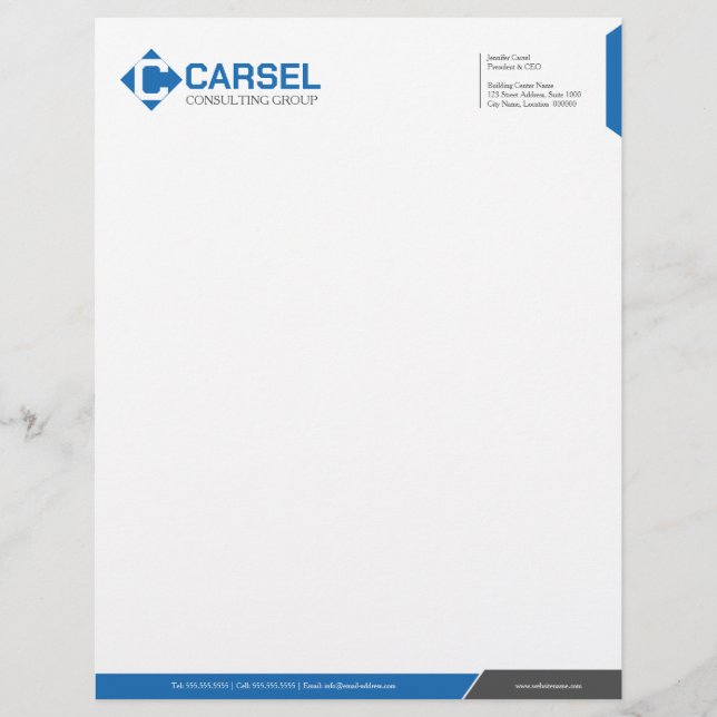 Monogram Professional Grey Blue Letterhead (Front)