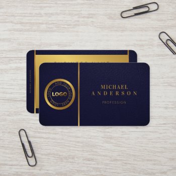 Monogram Professional Luxe Dark & Gold Circle Logo Business Card by shopsabrinstyle at Zazzle