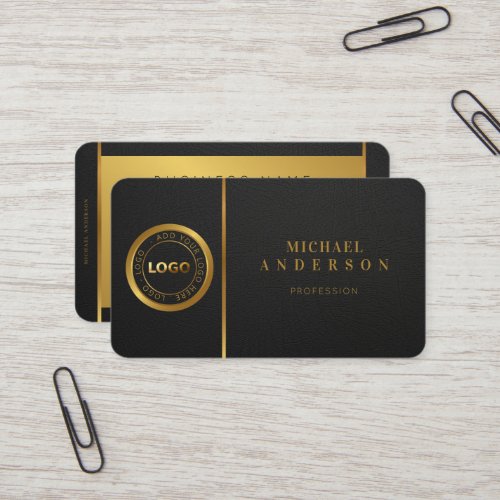 Monogram Professional Luxe Dark  Gold Circle Logo Business Card