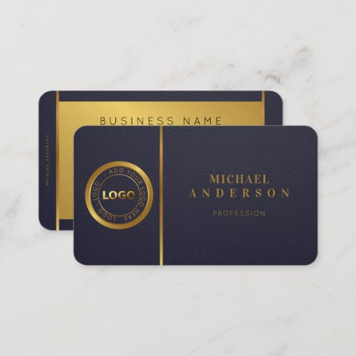 Monogram Professional Luxe Dark  Gold Circle Logo Business Card