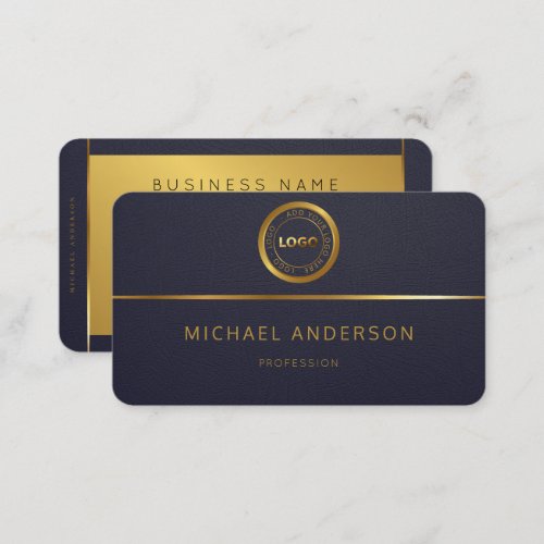 Monogram Professional Luxury Dark Gold Circle Logo Business Card