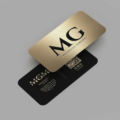 Monogram Professional Marketing Black Gold Modern Business Card