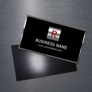 Monogram Professional Metallic Border Magnetic Business Card