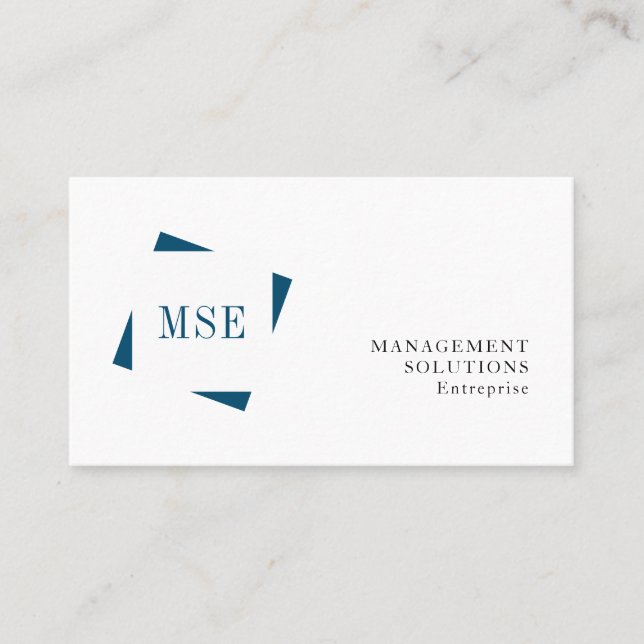 Monogram professional minimalist navy white business card (Front)
