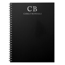 Monogram Professional Plain Minimalist Black Notebook