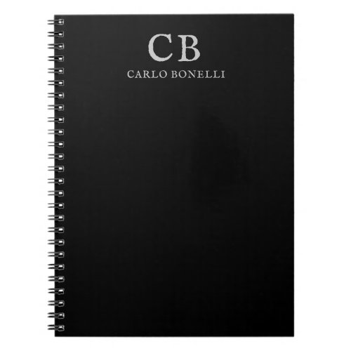 Monogram Professional Plain Minimalist Black Notebook