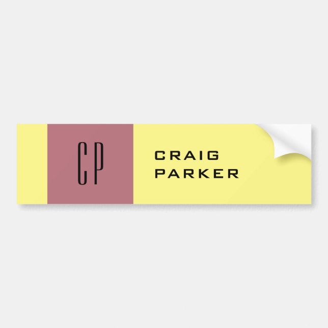 Monogram Professional Plain Rose Gold Yellow Color Bumper Sticker (Front)