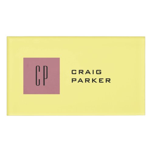 Monogram Professional Plain Rose Gold Yellow Color Name Tag