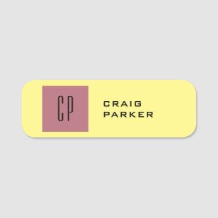 Monogram Professional Plain Rose Gold Yellow Color Name Tag