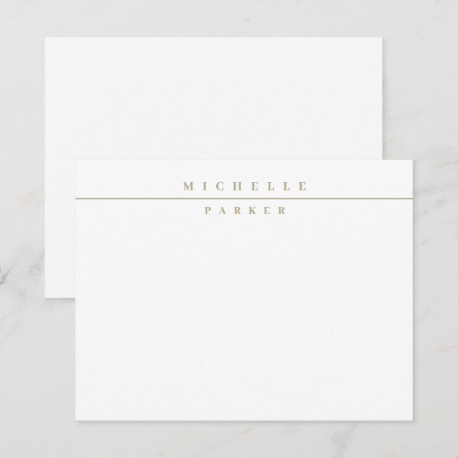 Monogram Professional Sage Green Border Stationery Note Card (Front/Back)