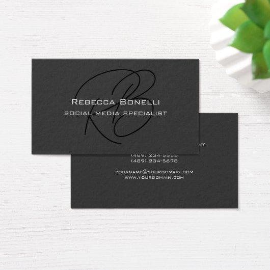 Monogram Professional Two Sided Silk Profile Card (Desk)