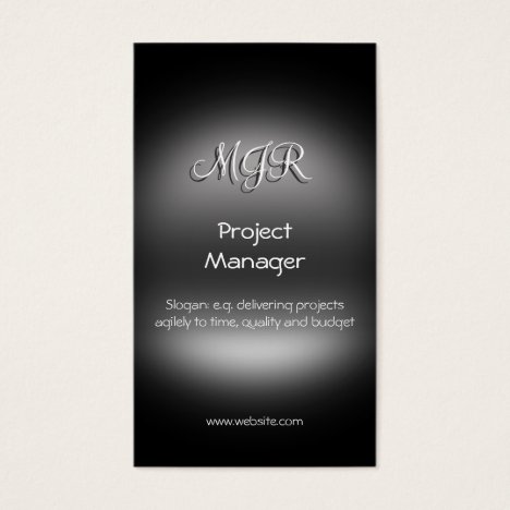 Monogram, Project Manager, metal-look Business Card