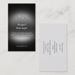 Monogram, Project Manager, metal-look Business Card | Zazzle