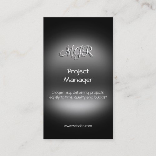 Monogram, Project Manager, metal-look Business Card