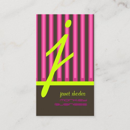 Monogram psychedelic colors/chocolate stripes business card templates