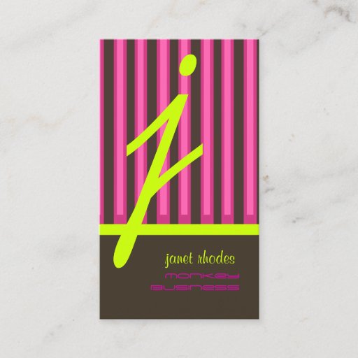 Customizable Monogram psychedelic colors/chocolate stripes business card templates