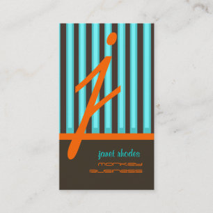 Monogram psychedelic colors/chocolate stripes business card