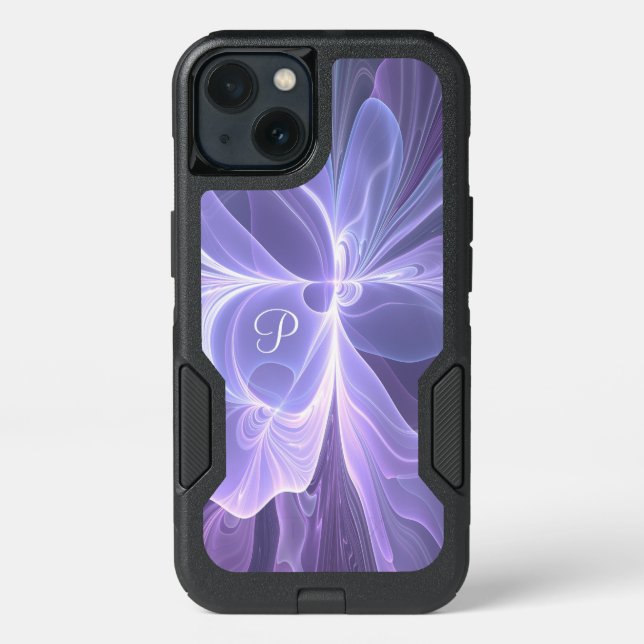 Monogram Purple Abstract Modern Fractal Art Otterbox iPhone Case (Back)