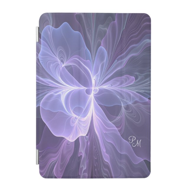 Monogram Purple Abstract Modern Fractal iPad Mini Cover (Front)