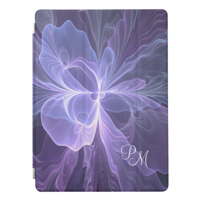 Monogram Purple Abstract Modern Fractal iPad Pro Cover (Front)