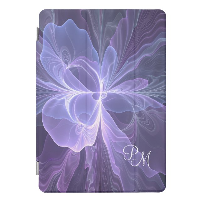 Monogram Purple Abstract Modern Fractal iPad Pro Cover (Front)