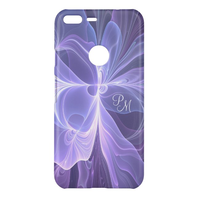 Monogram Purple Abstract Modern Fractal Uncommon Google Pixel XL Case (Back)