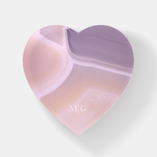 Monogram Purple Agate Crystal Gem Stone Pattern Paperweight