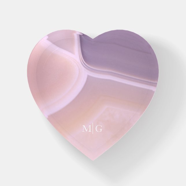 Monogram Purple Agate Crystal Gem Stone Pattern Paperweight (Front)