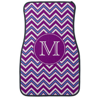 Monogram Purple and Aqua Chevron Floor Mats-Front Car Mat