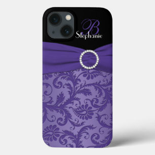 Monogram Purple and Black Damask iPad Air Case