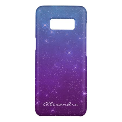 Monogram Purple and Blue Ombre Sparkle Stars Sky Case-Mate Samsung Galaxy S8 Case