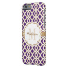 Monogram Purple and Gold Quatrefoil