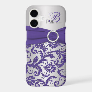 Monogram Purple and Silver Damask iPhone 7 Case