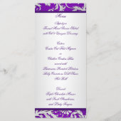 Monogram Purple and Silver Damask Menu Card (Back)