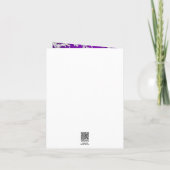 Monogram Purple and Silver Damask Thank You Card (Back)