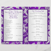 Monogram Purple and Silver Damask Wedding Program (Back)