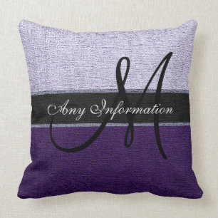 Monogram Purple and Silver Elegant Throw Pillow