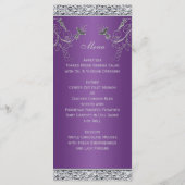 Monogram Purple and Silver Floral Menu Card (Back)