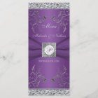 Monogram Purple and Silver Floral Menu Card