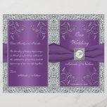 Monogram Purple and Silver Floral Wedding Program<br><div class="desc">This 8.5"x11" monogrammed purple and FAUX silver foil floral wedding program is designed to be folded down the center. ****PLEASE NOTE that the higher grade paper is a card stock and does not fold well. ALSO, be sure to make sure that the monogram is centered where you want it, as...</div>
