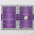 Monogram Purple and Silver Floral Wedding Program