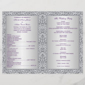 Monogram Purple and Silver Floral Wedding Program (Back)