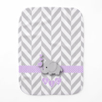 Monogram Purple And White Chevron Baby Elephant Baby Burp Cloth