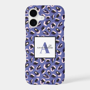 Monogram Purple Animal Leopard Print Personalized iPhone 17 Case